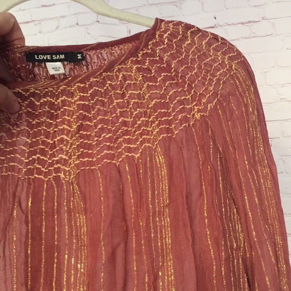 Rose and gold sheer top by Love Sam (Anthro) - Picture 2 of 7